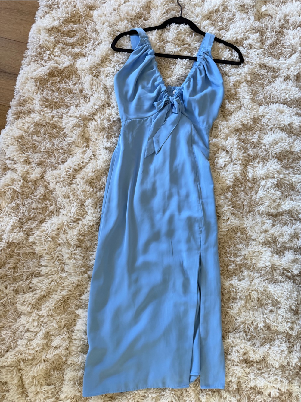 Abercrombie & Fitch Sky Blue Midi Dress with Front Tie